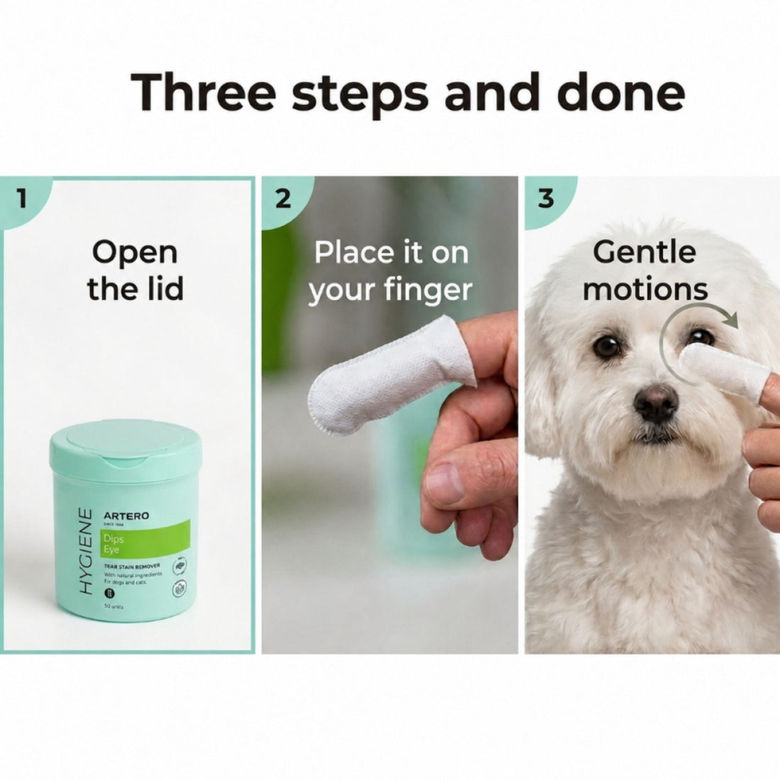 Artero Dips Eye // Mild Finger Wipes for Cleaning Around the Eyes (Wet Wipes)