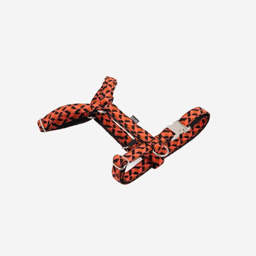 Brott Er // Justerbar h-sele til hunde (geometrisk orange)