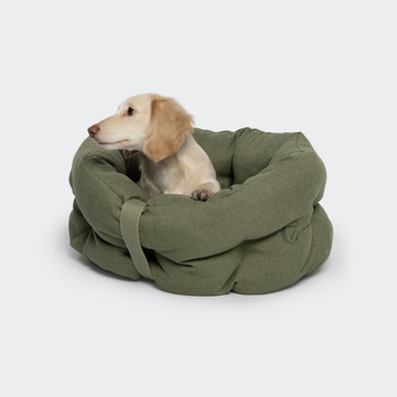 Cloud7 LTTL Snoozy Linen-Blend // Soft dog bed for puppies and small dogs (moss)