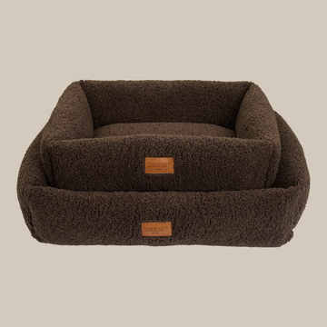 Drew's Dogwear Nuna // Teddy soft &amp; washable dog bed with memory foam (brown)