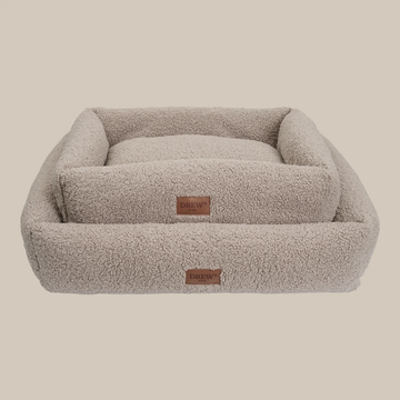 Drew's Dogwear Nuna // Teddy soft &amp; washable dog bed with memory foam (taupe)