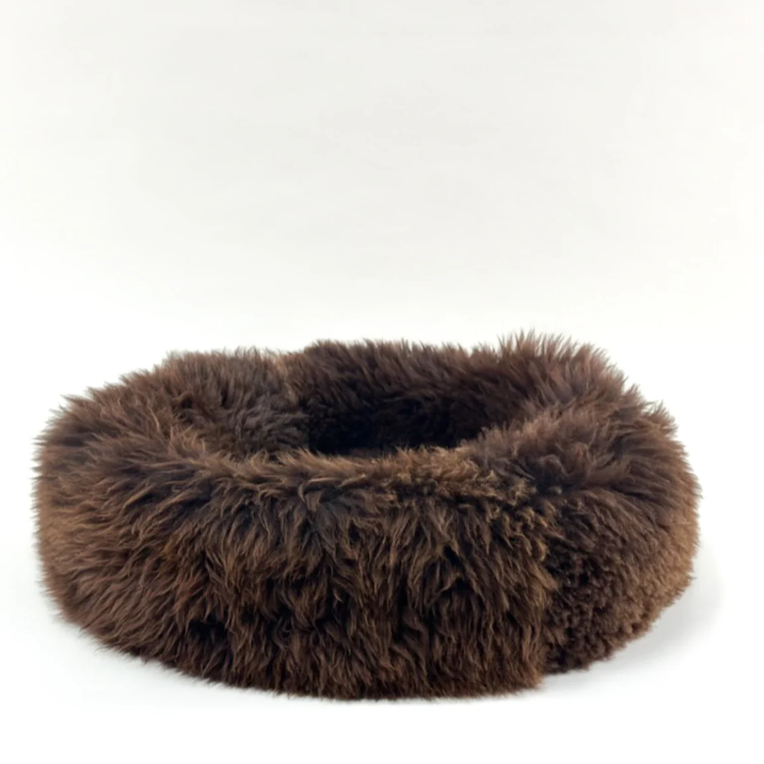 Helen Wells Sheep // Handmade donut dog bed in 100% organic sheepskin (brown)