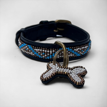 Zinj Kabaka Sky // Handmade dog collar with beads