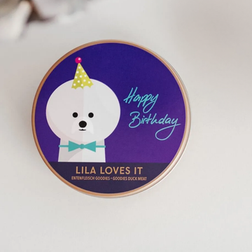 Lila Loves It Happy Birthday // Duck Treats in a Festive Birthday Tin