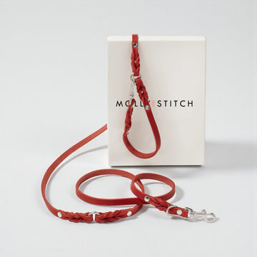 Butter Chili Red // Adjustable leash in soft leather (red)