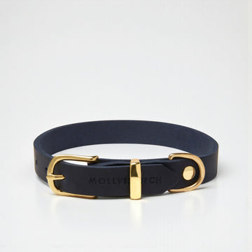 Butter Navy // Collar in soft leather (navy blue)