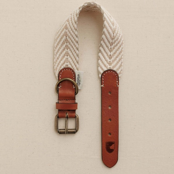 Buddys Dogwear Portixol Sand // Bredt og let halsbånd (beige)