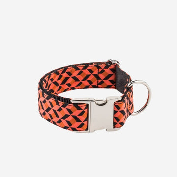 Brott Er // Handmade nylon dog collar (geometric orange)