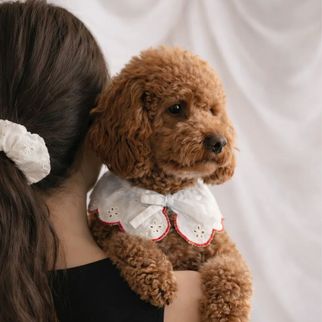 Cafide Neck Bow // Hals-sløjfe til hunde (embroidery coral) Large