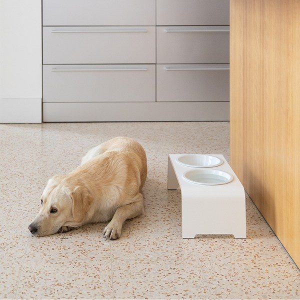 dogBar, Porcelæn Skåle // Foder- og vandskåle stativ (hvid)