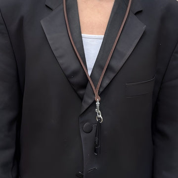 Butter Key Chain // Leather lanyard for dog whistle (dark brown)