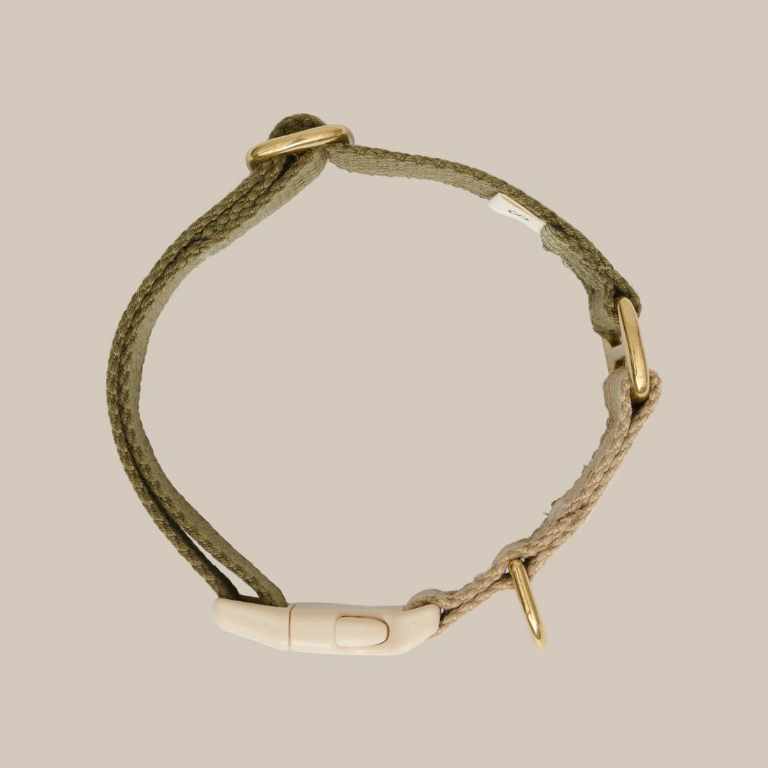 Drew's Dogwear Olive // ​​Adjustable collar (green/beige)