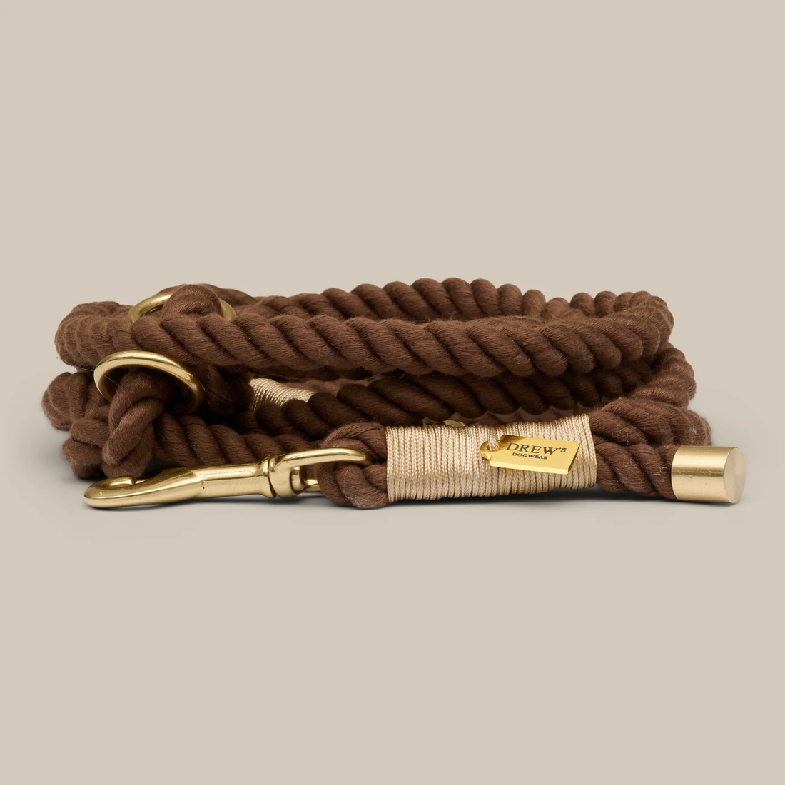 Drew's Dogwear Brun // Justerbar og blød rebline (mørkebrun)