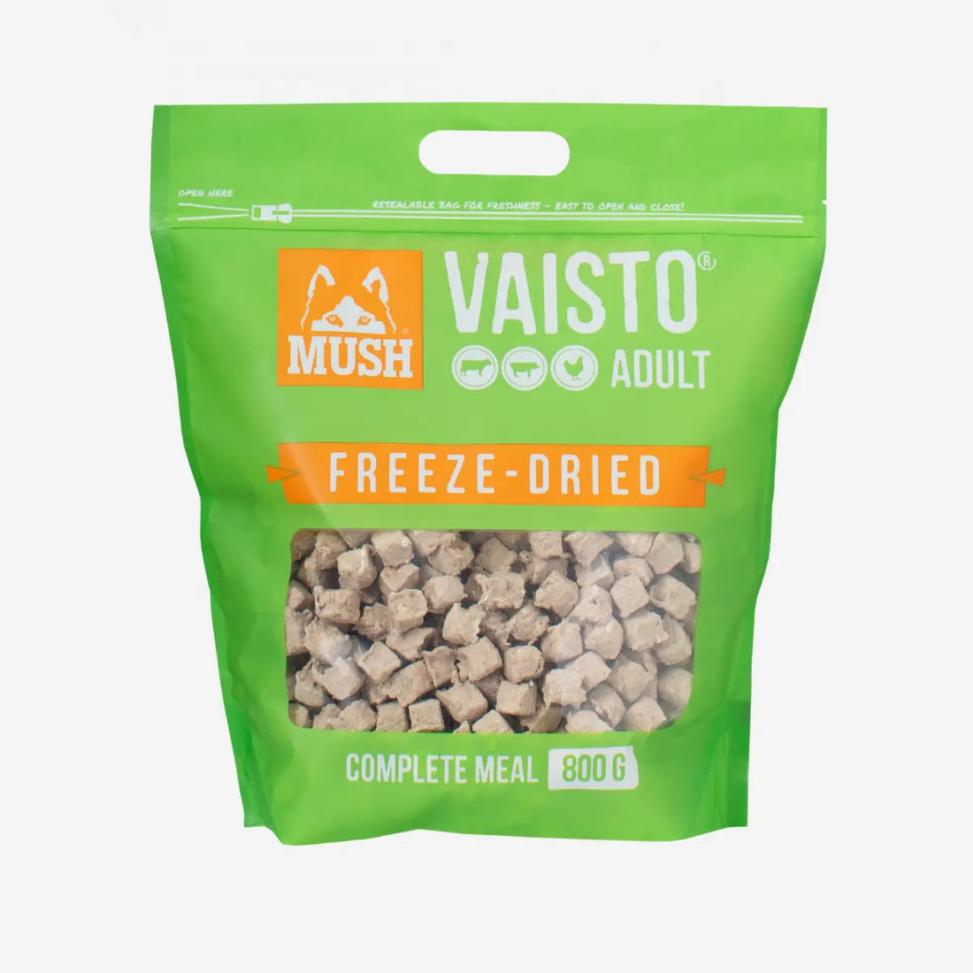 Mush Grøn Frysetørret // Blødt foder til hunde med følsom mave (okse, gris, kylling)