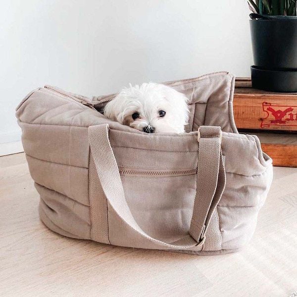 Tadazhi Rio // Dog bag in organic cotton (dark sand)