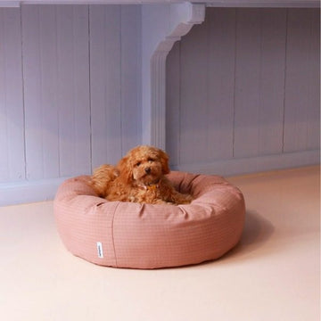 Tadazhi Donut Bed // Washable donut dog bed (pink grid)