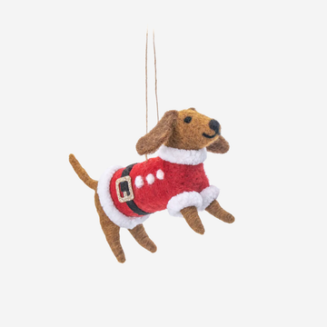 Santa Paws // Christmas hanging with felt Christmas dog 